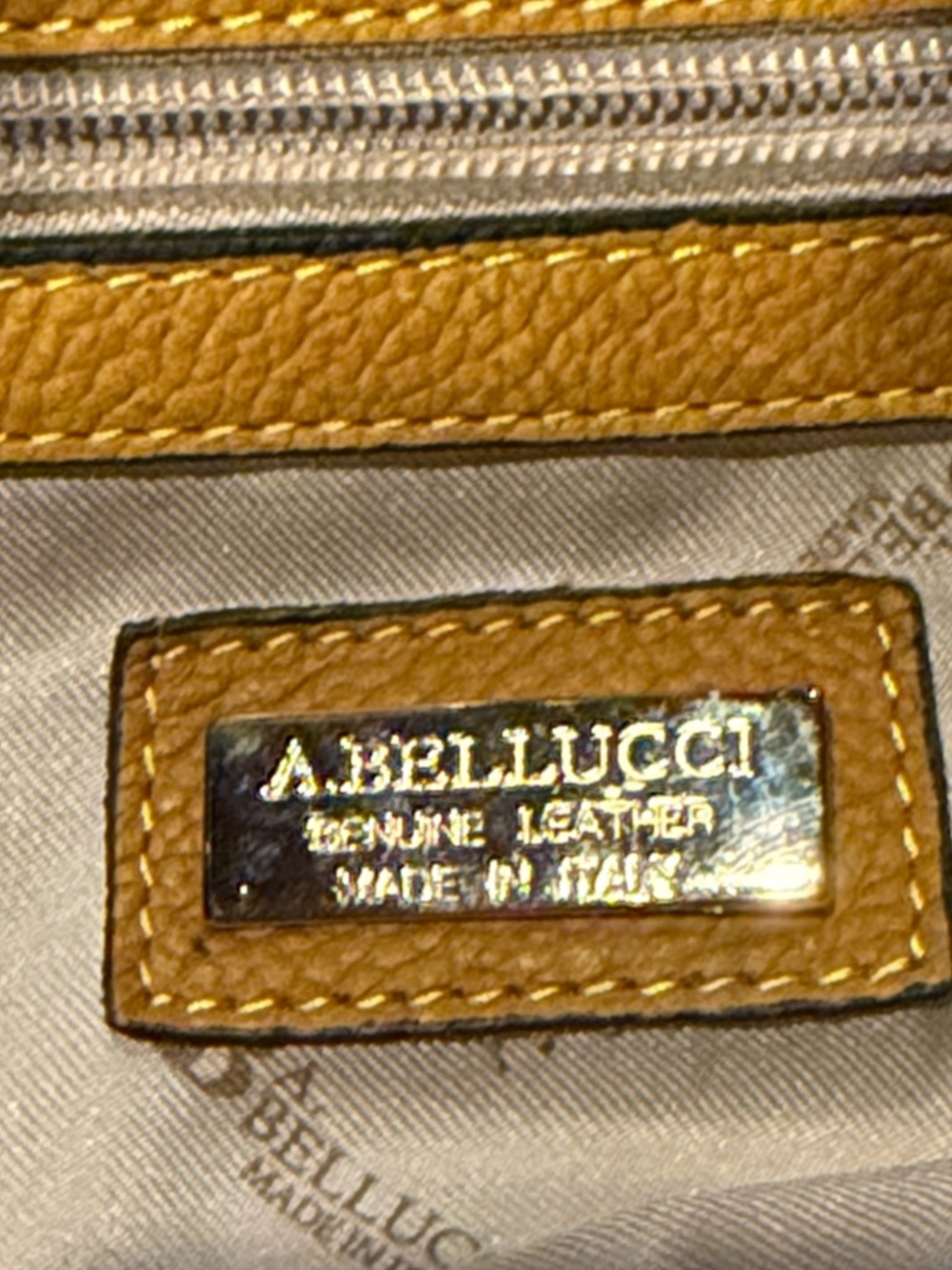 A. Bellucci Tan Leather Shoulder Hobo Handbag Large Italy - Picture 8 of 10